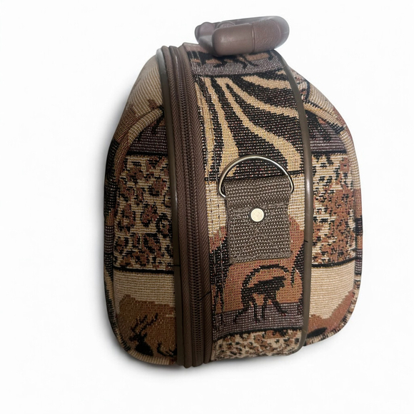 Bon Voyage Paris Safari Print Travel Vanity Case Bag Carry-On Organizer - Picture 5 of 10